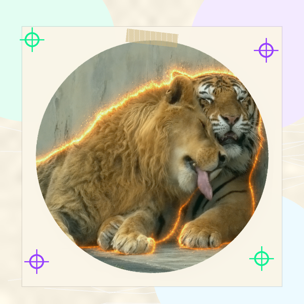 Circular lion and tiger artwork